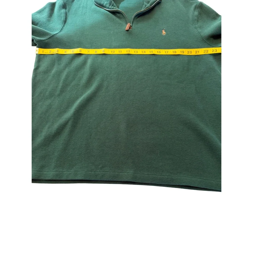 Polo Ralph Lauren Mens XL Hunter Green Cotton Quarter‎ Zip Vintage Sweater